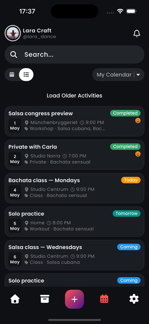 Track your dance activities